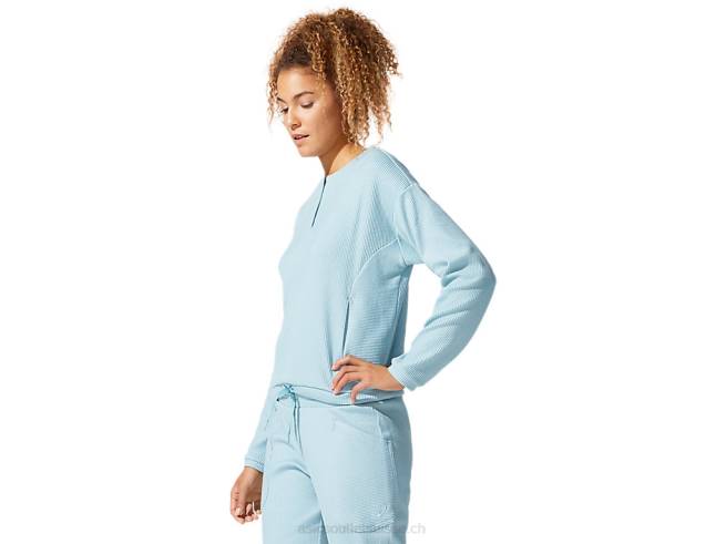 haut en molleton stretch doux pour femmes fumée bleue Asics L6N0K4053