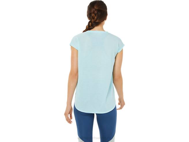 haut fendu à manches courtes pour femmes bleu clair Asics L6N0K3369