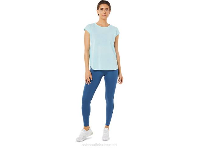 haut fendu à manches courtes pour femmes bleu clair Asics L6N0K3369