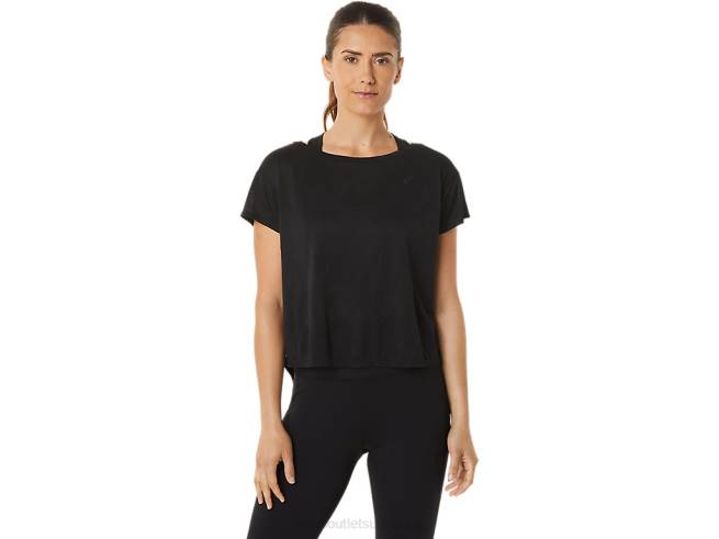 haut à manches courtes en jacquard movekoyo pour femme performance noir Asics L6N0K2763