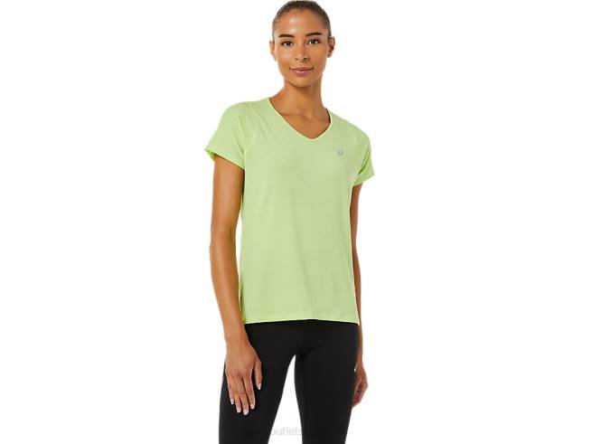 haut à manches courtes et col en V pour femmes vert citron Asics L6N0K3370
