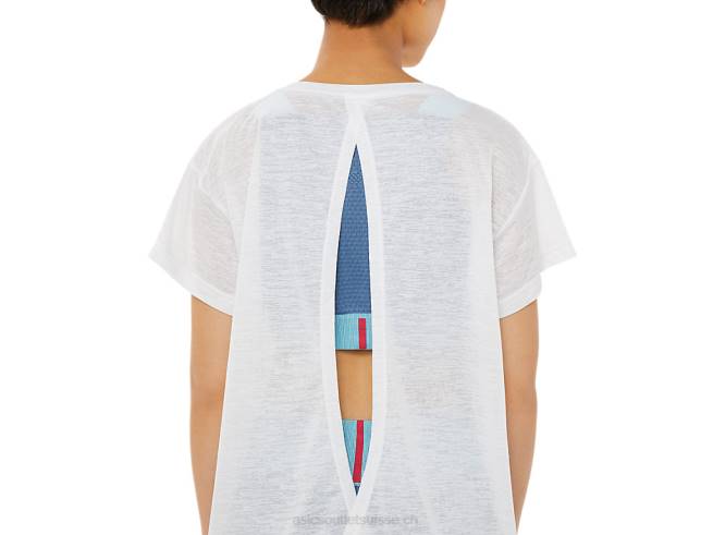 haut à manches courtes et dos ouvert pour femme blanc brillant Asics L6N0K3374