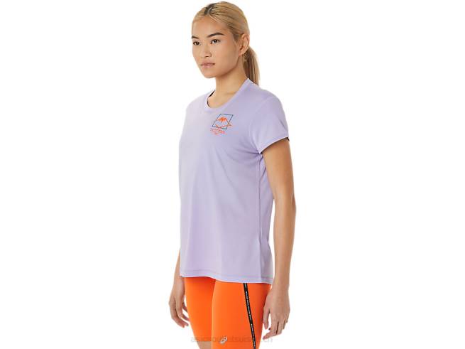 haut à manches courtes et logo fujitrail pour femme vapeur Asics L6N0K3074
