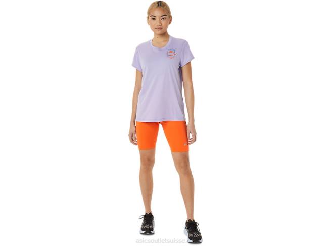 haut à manches courtes et logo fujitrail pour femme vapeur Asics L6N0K3074