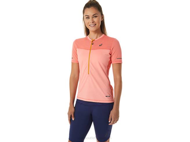 haut à manches courtes fujitrail pour femme papaye/goyave Asics L6N0K2457