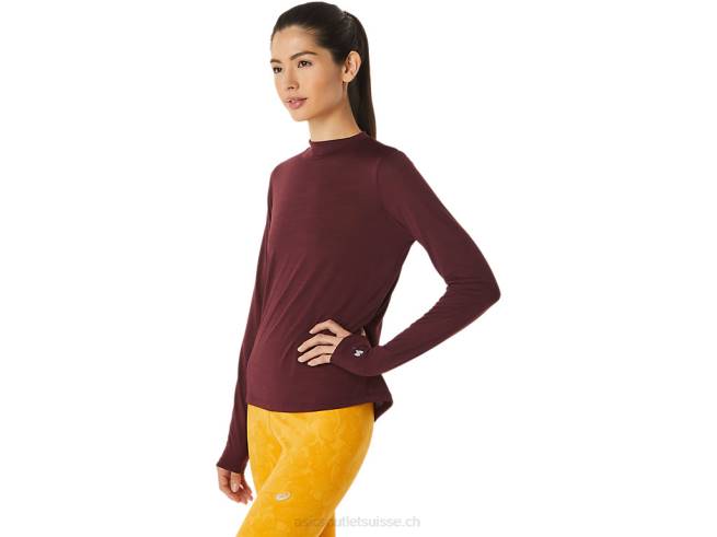 haut à manches longues et col montant runkoyo pour femmes Mars profond Asics L6N0K2754