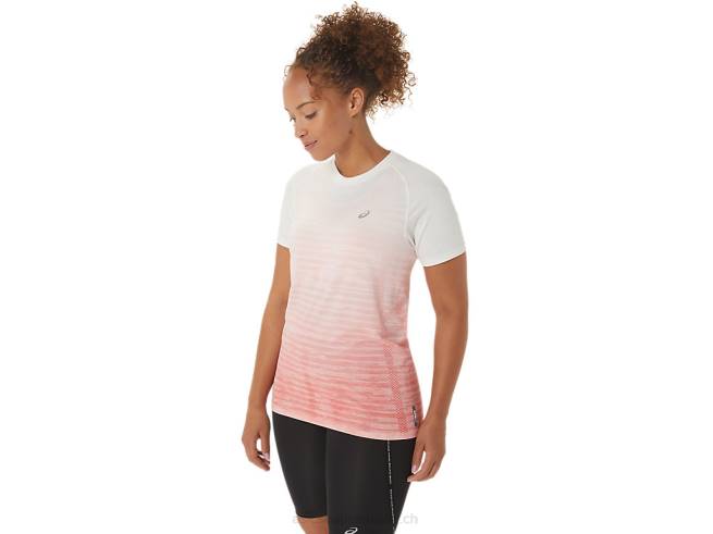 haut sans couture à manches courtes pour femmes crème/papaye Asics L6N0K2441