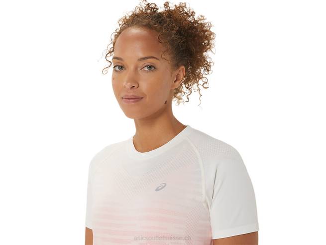 haut sans couture à manches courtes pour femmes crème/papaye Asics L6N0K2441
