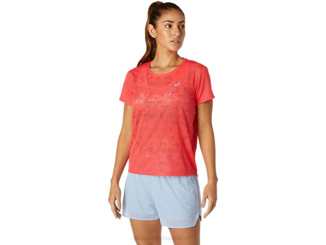 haut ventilé à manches courtes pour femmes pamplemousse rose Asics L6N0K3818