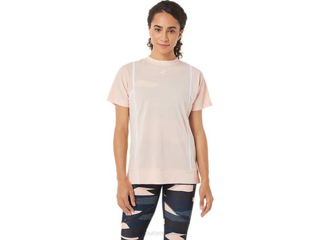 nouveau haut à manches courtes strong 92 pour femmes brise/blanc brillant Asics L6N0K3281