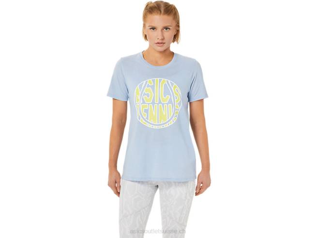 nouveau t-shirt graphique strong 92 pour femmes brume/lueur jaune Asics L6N0K3761