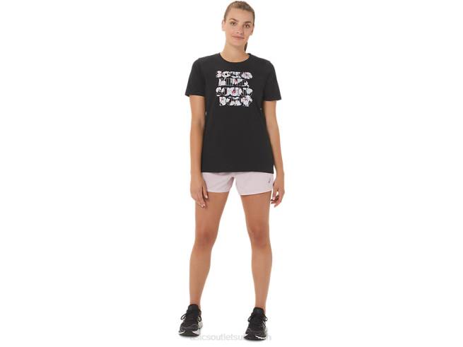 équipage de slogan d'hibiscus pour femmes performance noir Asics L6N0K2751