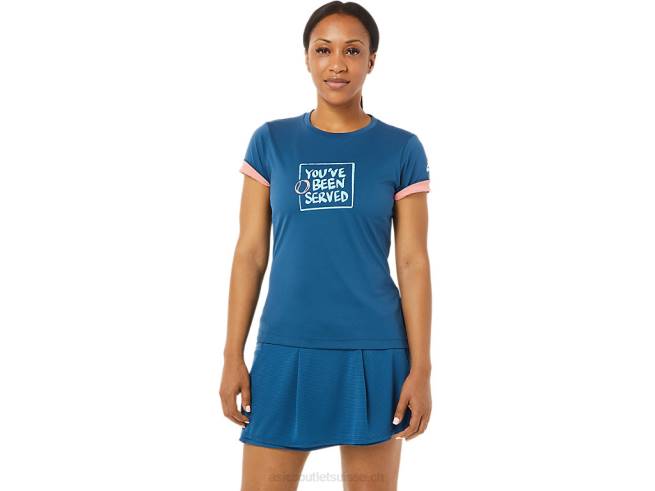 t-shirt graphique court pour femme indigo clair Asics L6N0K3514