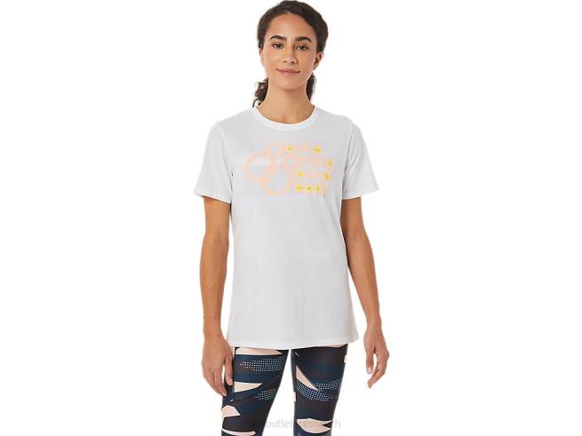 t-shirt graphique femme blanc brillant Asics L6N0K3574