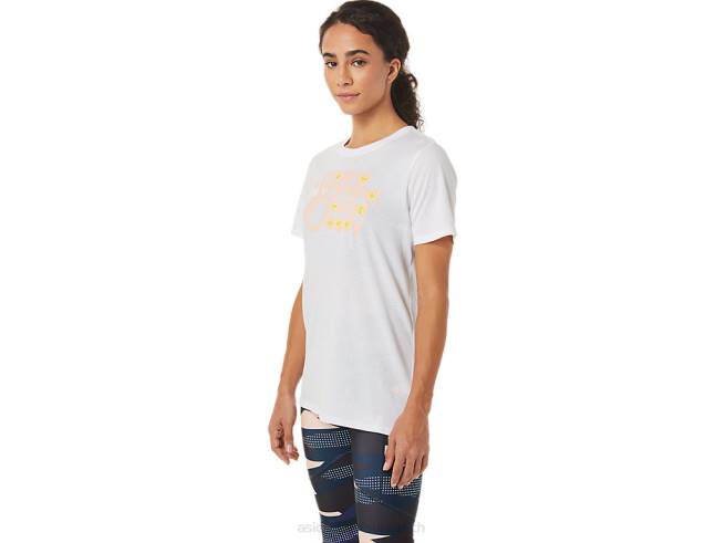 t-shirt graphique femme blanc brillant Asics L6N0K3574