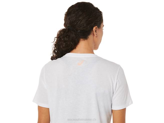 t-shirt graphique femme blanc brillant Asics L6N0K3574