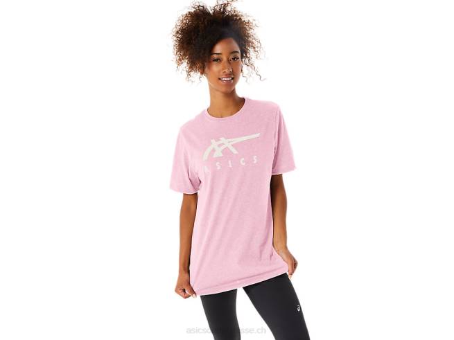 t-shirt rayé à manches courtes sel rose Asics L6N0K73