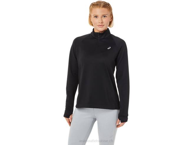 thermopolis femme 1/4 zip performance noir Asics L6N0K3636