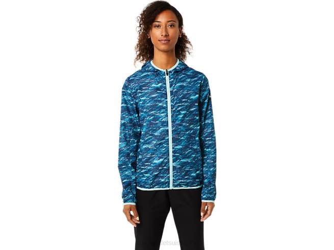 veste compressible pour femme imprimé sarcelle/glace fraîche Asics L6N0K3852