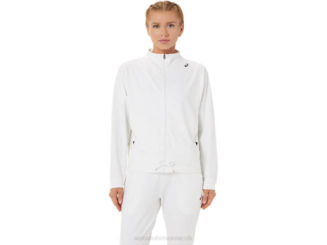 veste de tennis femme blanc brillant/noir Asics L6N0K3286