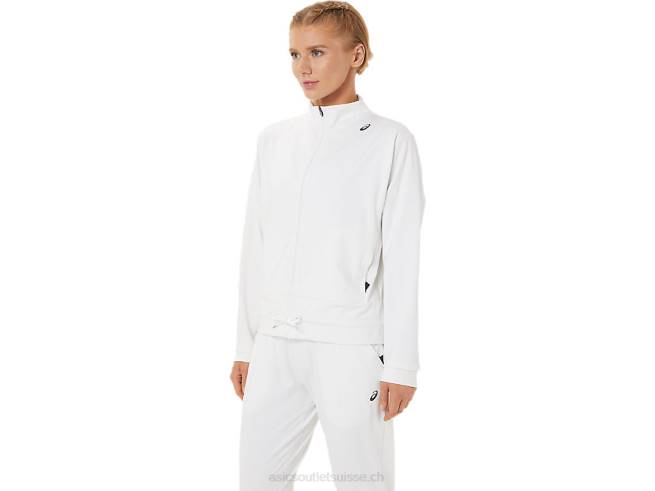 veste de tennis femme blanc brillant/noir Asics L6N0K3286