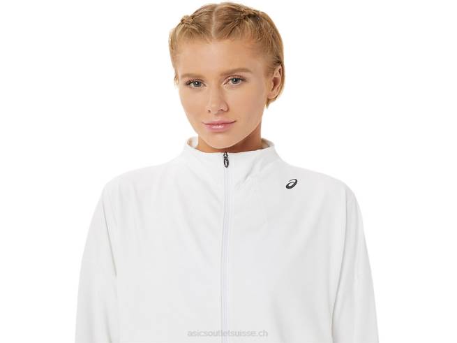 veste de tennis femme blanc brillant/noir Asics L6N0K3286