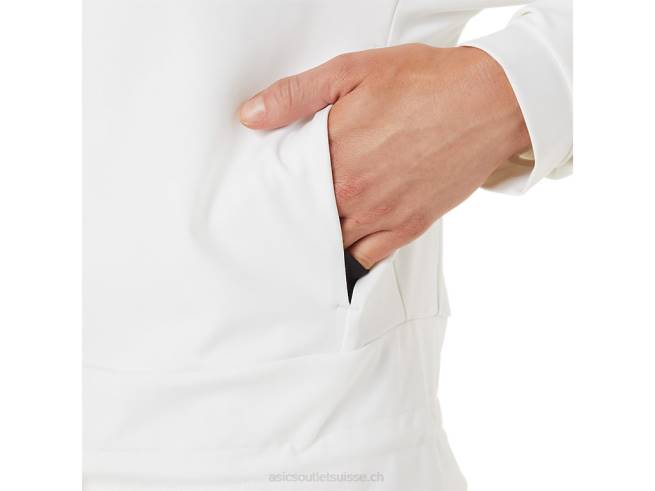 veste de tennis femme blanc brillant/noir Asics L6N0K3286