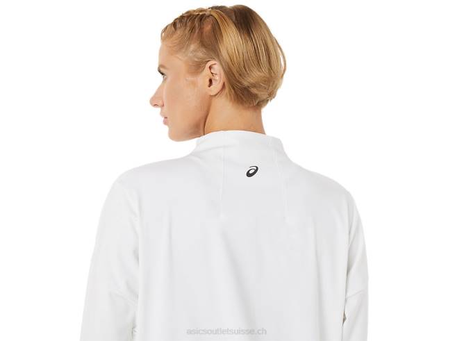 veste de tennis femme blanc brillant/noir Asics L6N0K3286