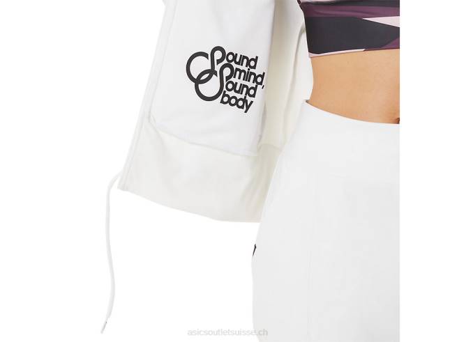 veste de tennis femme blanc brillant/noir Asics L6N0K3286