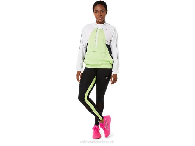 veste lite-show femme blanc brillant/vert citron Asics L6N0K3270