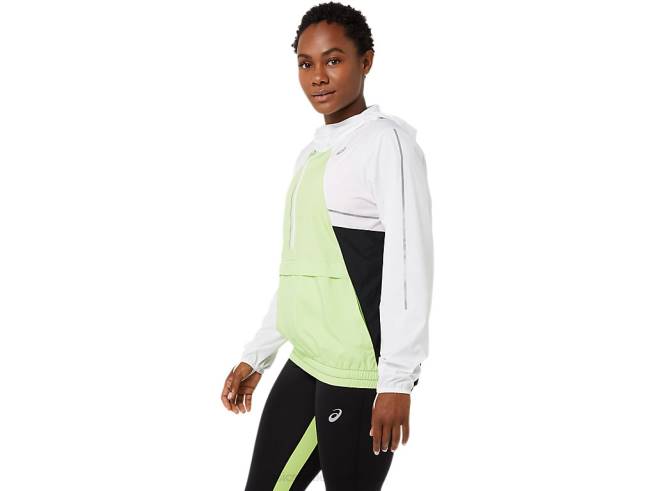 veste lite-show femme blanc brillant/vert citron Asics L6N0K3270