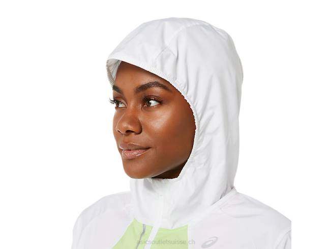 veste lite-show femme blanc brillant/vert citron Asics L6N0K3270