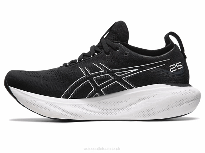 gel-nimbus 25 de large noir/argent pur Asics L6N0K340