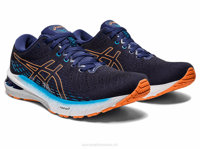 gel-poursuite 8 de large bleu indigo/pêche soleil Asics L6N0K386