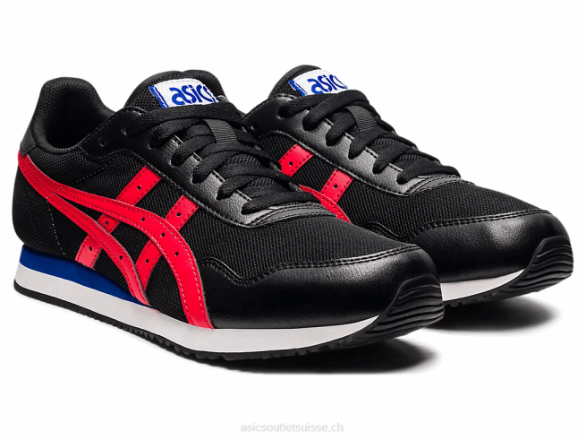coureur de tigre noir/rouge électrique Asics L6N0K1740