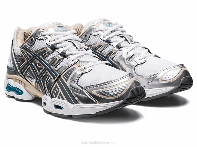 gel-nimbus 9 blanc/gris acier Asics L6N0K1000