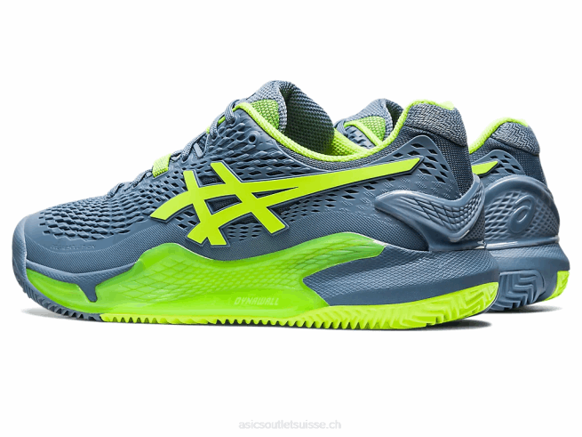 gel-résolution 9 argile bleu acier/vert danger Asics L6N0K398