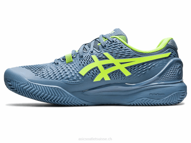 gel-résolution 9 argile bleu acier/vert danger Asics L6N0K398