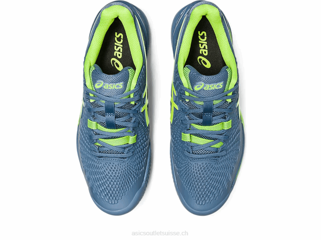 gel-résolution 9 argile bleu acier/vert danger Asics L6N0K398