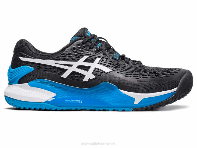gel-résolution 9 oc de large noir blanc Asics L6N0K567