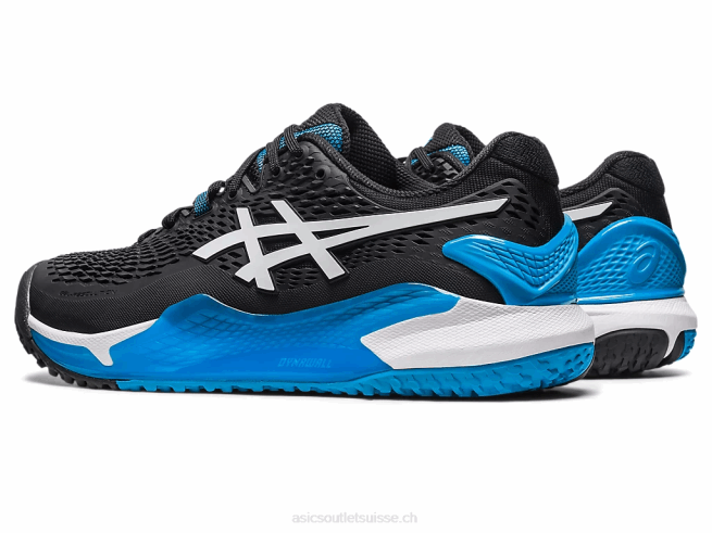 gel-résolution 9 oc de large noir blanc Asics L6N0K567