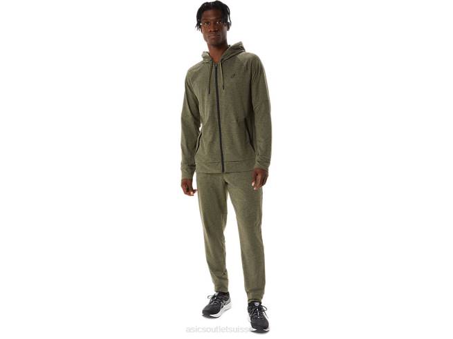 jogging technique pour hommes manteau vert chiné Asics L6N0K866