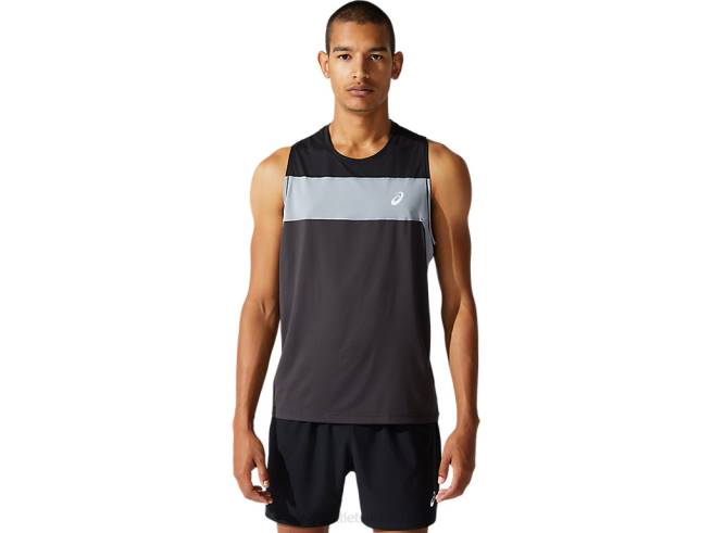 maillot de course homme gris graphite/noir performance Asics L6N0K1982
