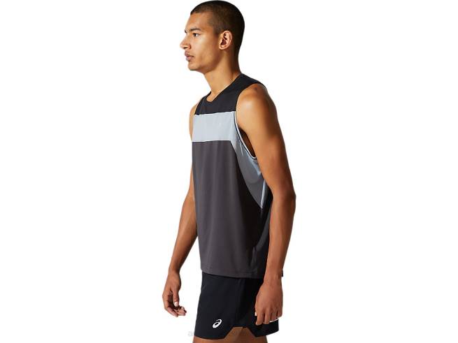 maillot de course homme gris graphite/noir performance Asics L6N0K1982