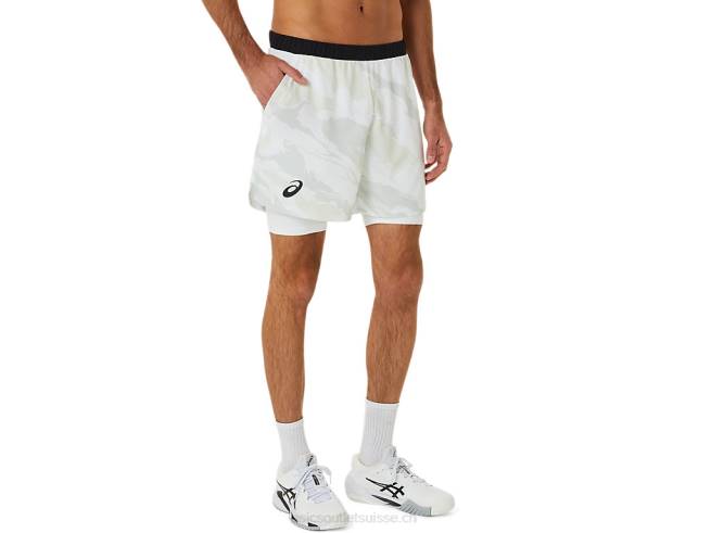 graphique de match pour hommes 7po court blanc brillant Asics L6N0K476