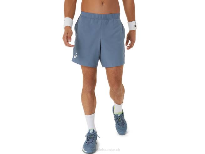 match 7 en bref messieurs bleu acier Asics L6N0K473