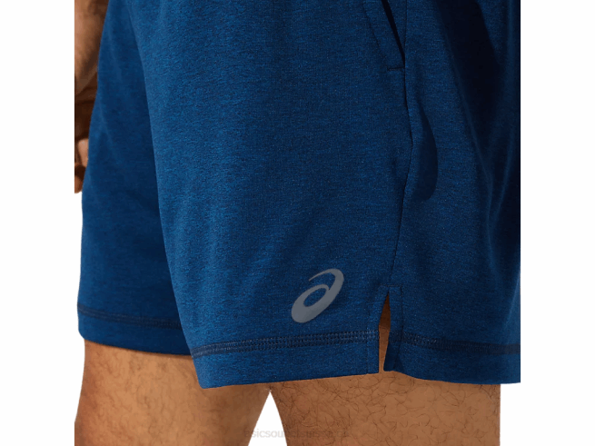 short d'entraînement en tricot 7 pouces pour hommes chiné bleu français Asics L6N0K1891