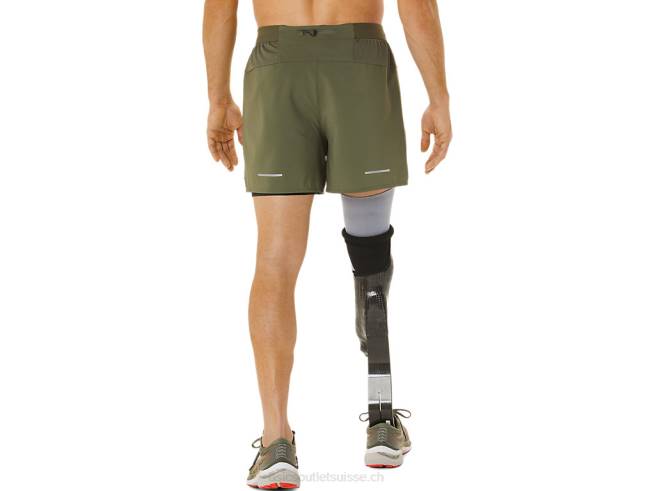 short route 2-en-1 5po homme vert manteau/noir performance Asics L6N0K1122