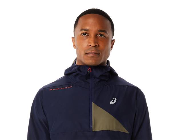 anorak fujitrail homme minuit/vert manteau Asics L6N0K1136