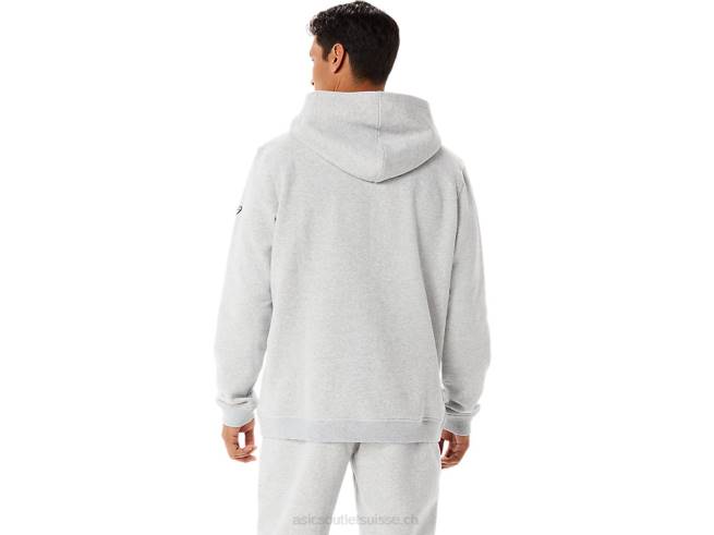 sweat à capuche polaire dimanche pour homme gris clair chiné Asics L6N0K54